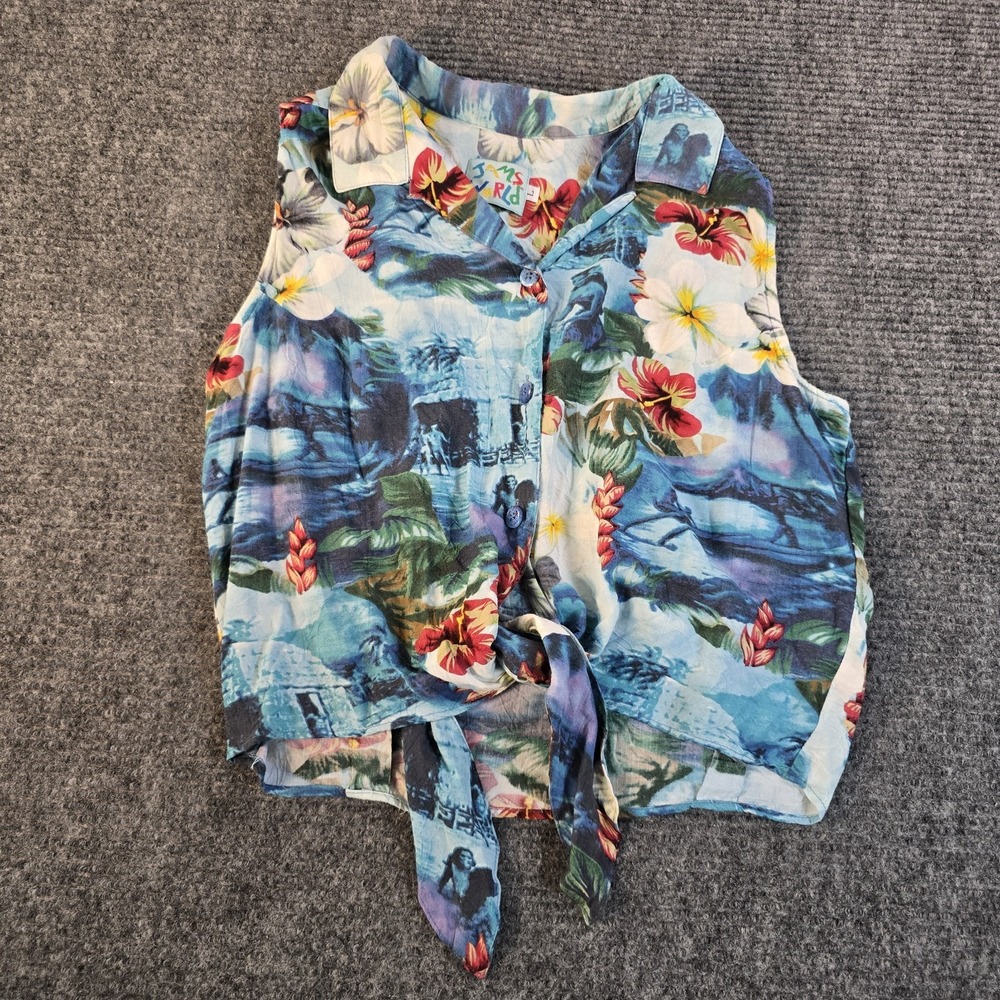 Vintage 1990s‎ Tropical Paradise Button Up Crop Top by Jams World - Sz Large